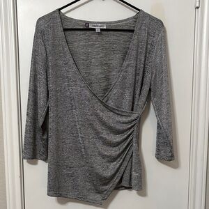 Jennifer Lopez Silver Wrap Blouse size M